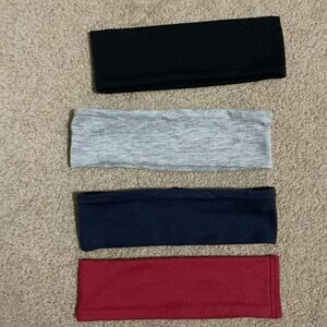 Set of Four Headbands in Black, Gray, Blue, and Red